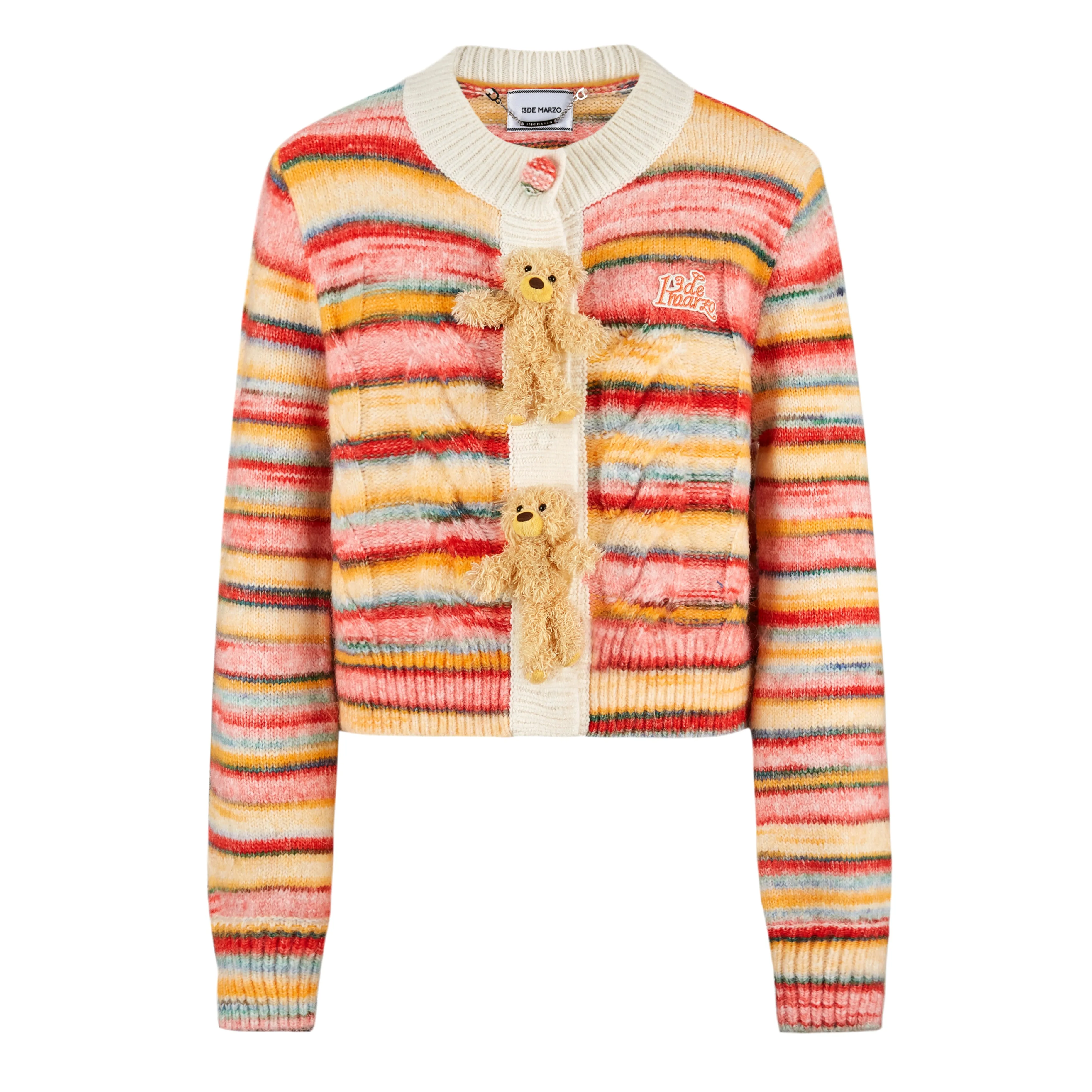 13DE MARZO Bear Button Space Dye Cardigan