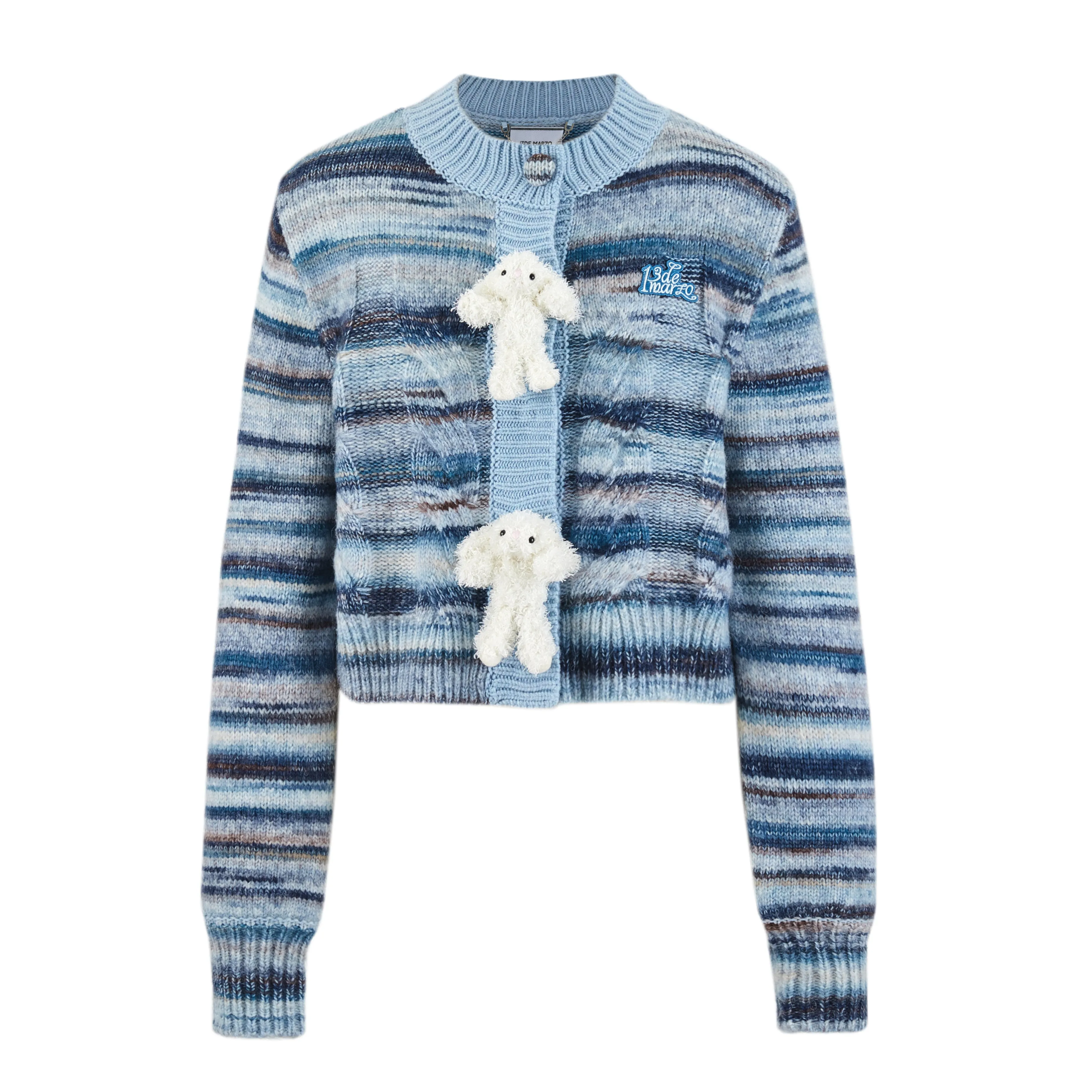 13DE MARZO Bear Button Space Dye Cardigan