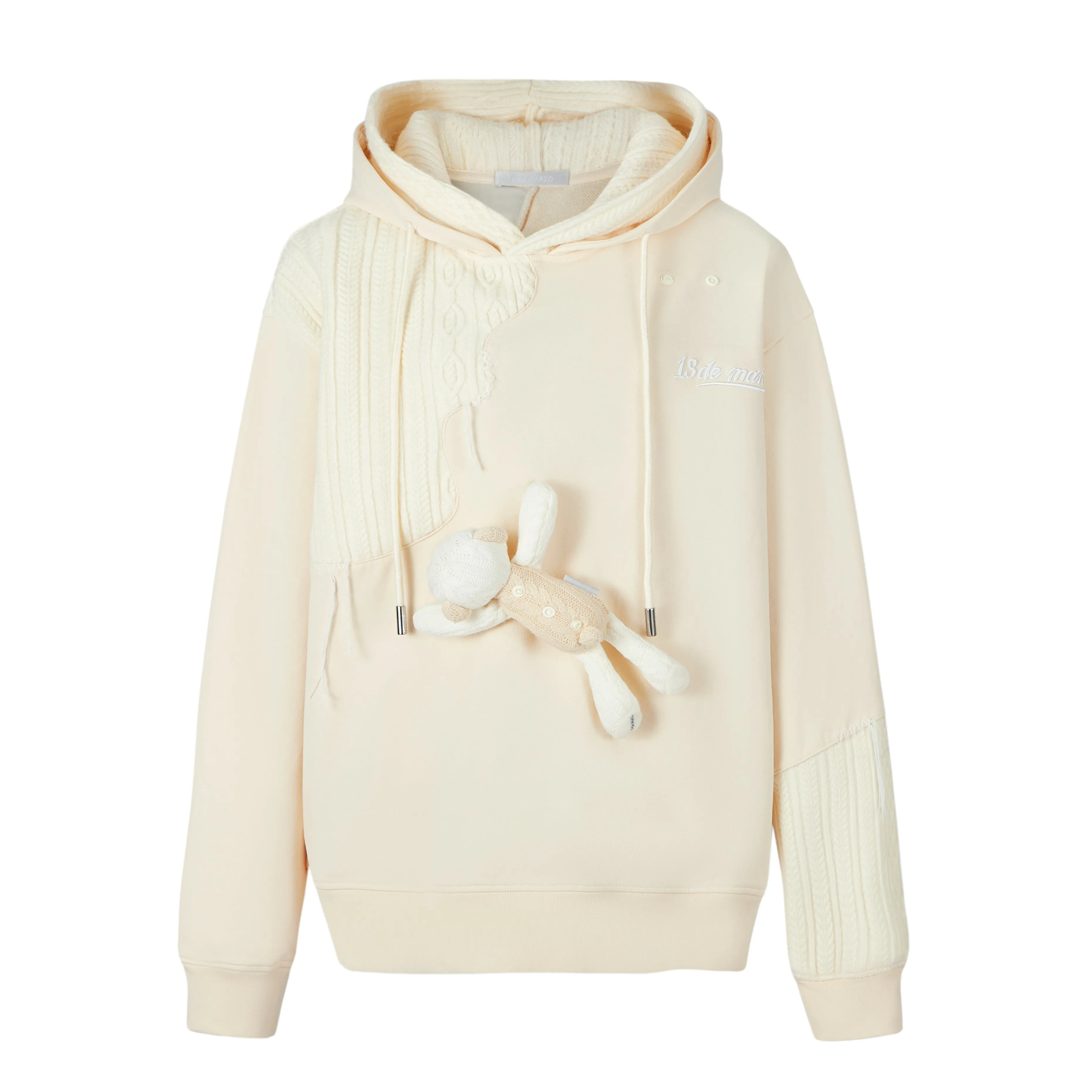 13DE MARZO Bear Knit Suture Layered Hoodie