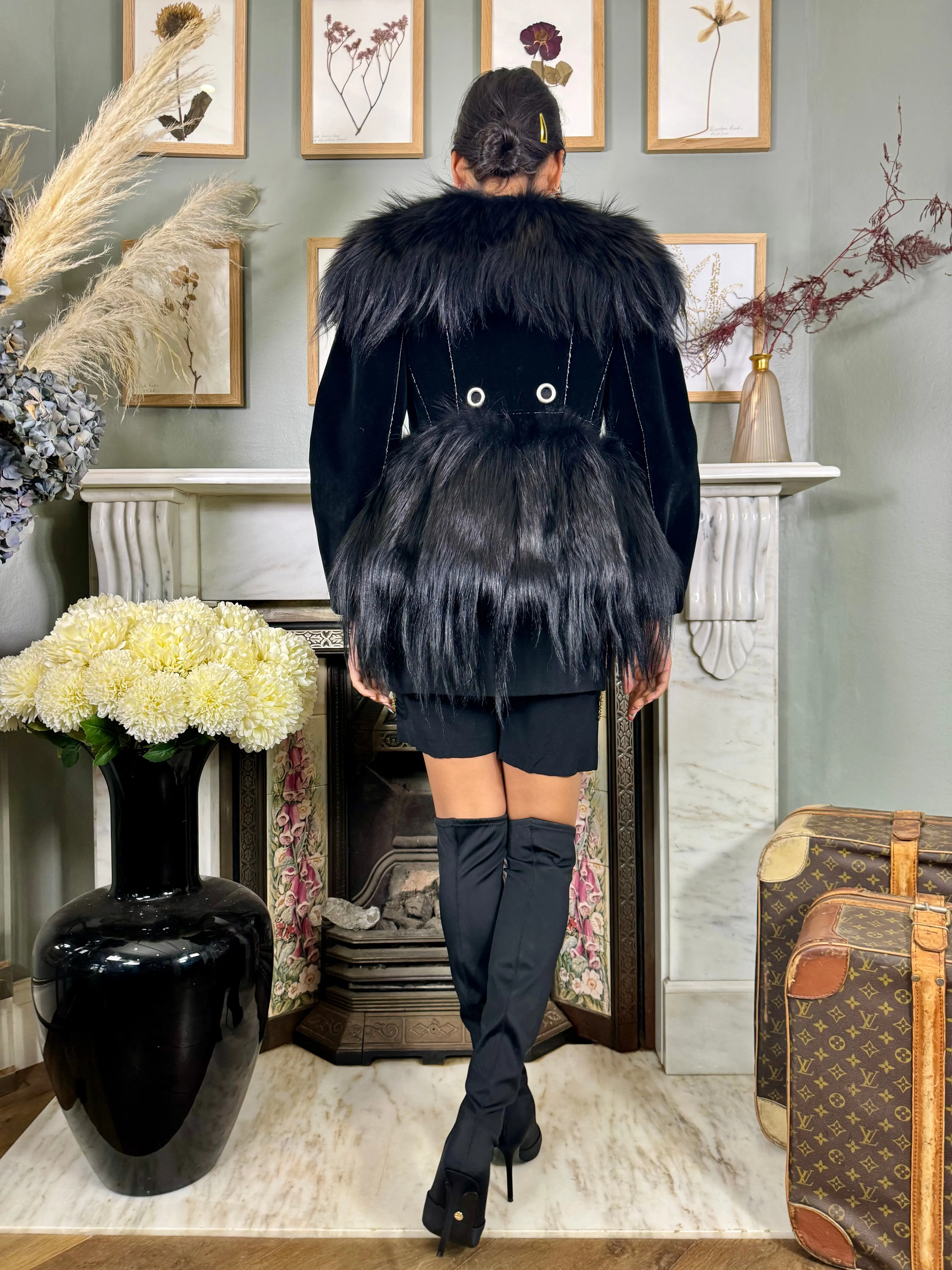 Alexander McQueen, Y2K velvet and faux fur biker jacket