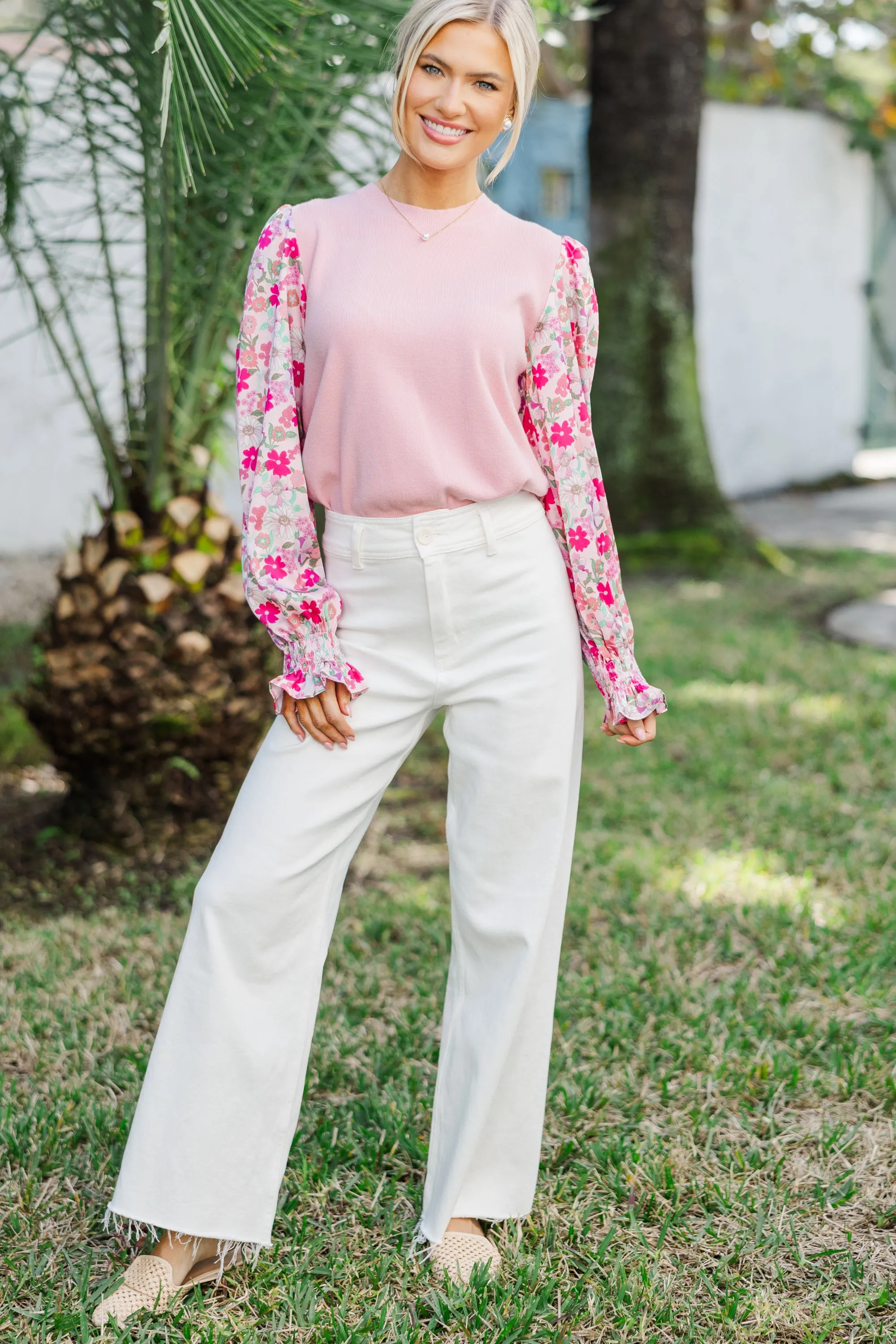 All In Time Pink Floral Sweater