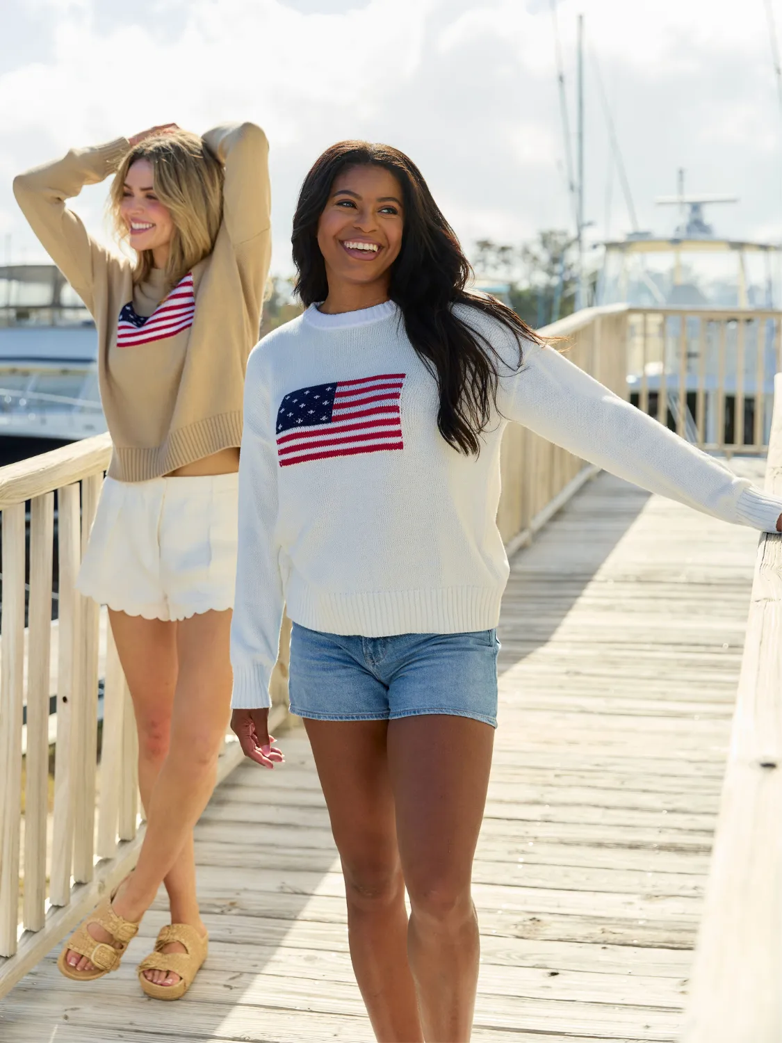 American Flag Sweater in White