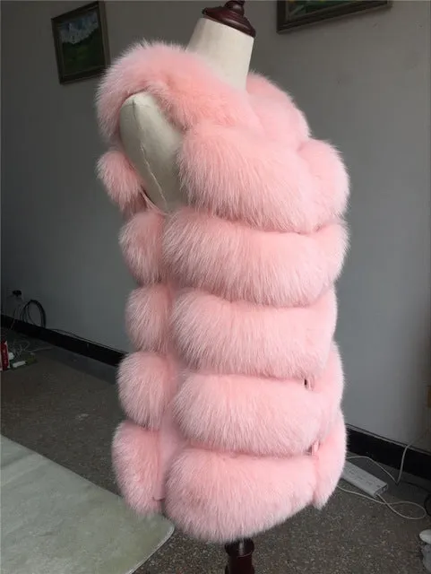 Autumn Winter Women Real Fox Fur Vest Female Genuine Fox Fur Coat Leather Jacket Warm Lady Gilet Natural Fox Fur Waistcoat