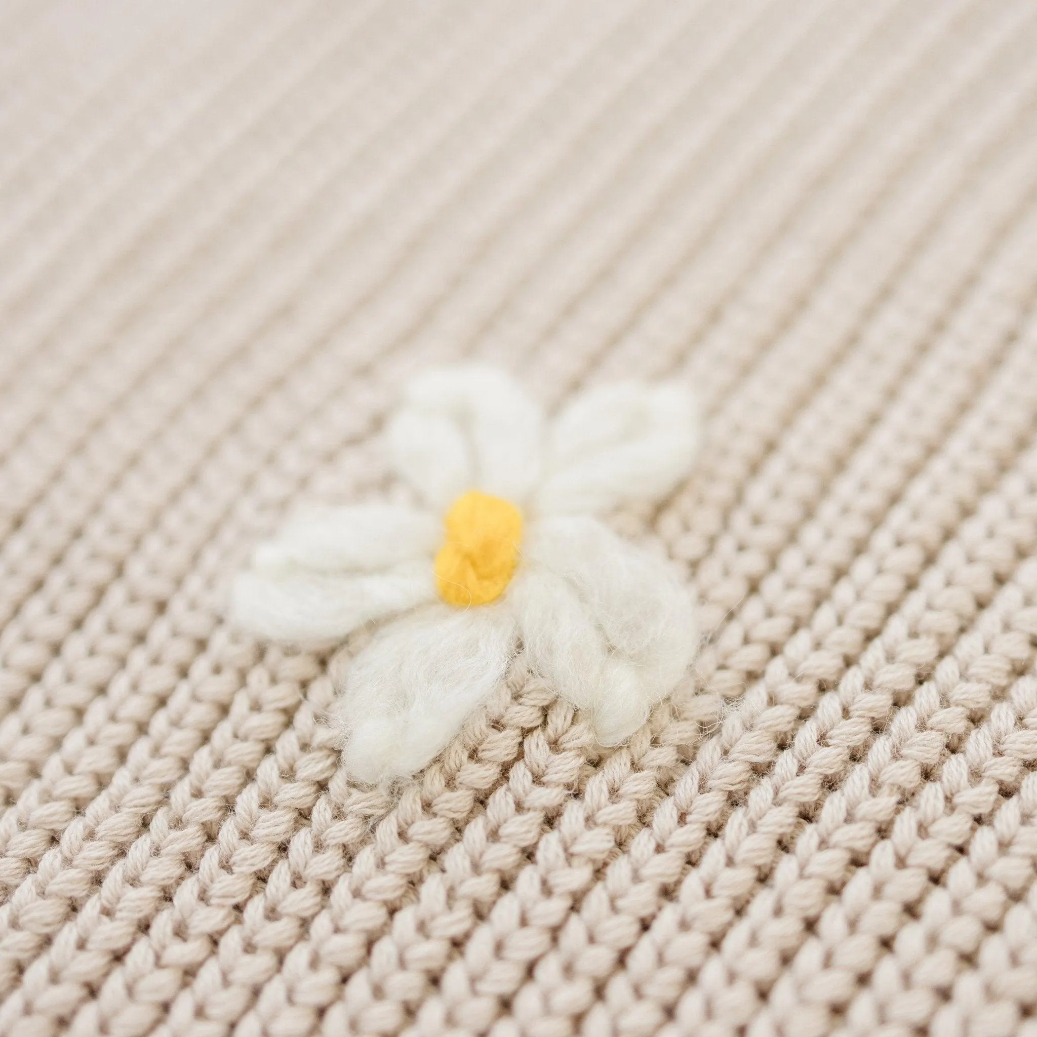 Beige Daisy Hand Embroidered Sweater