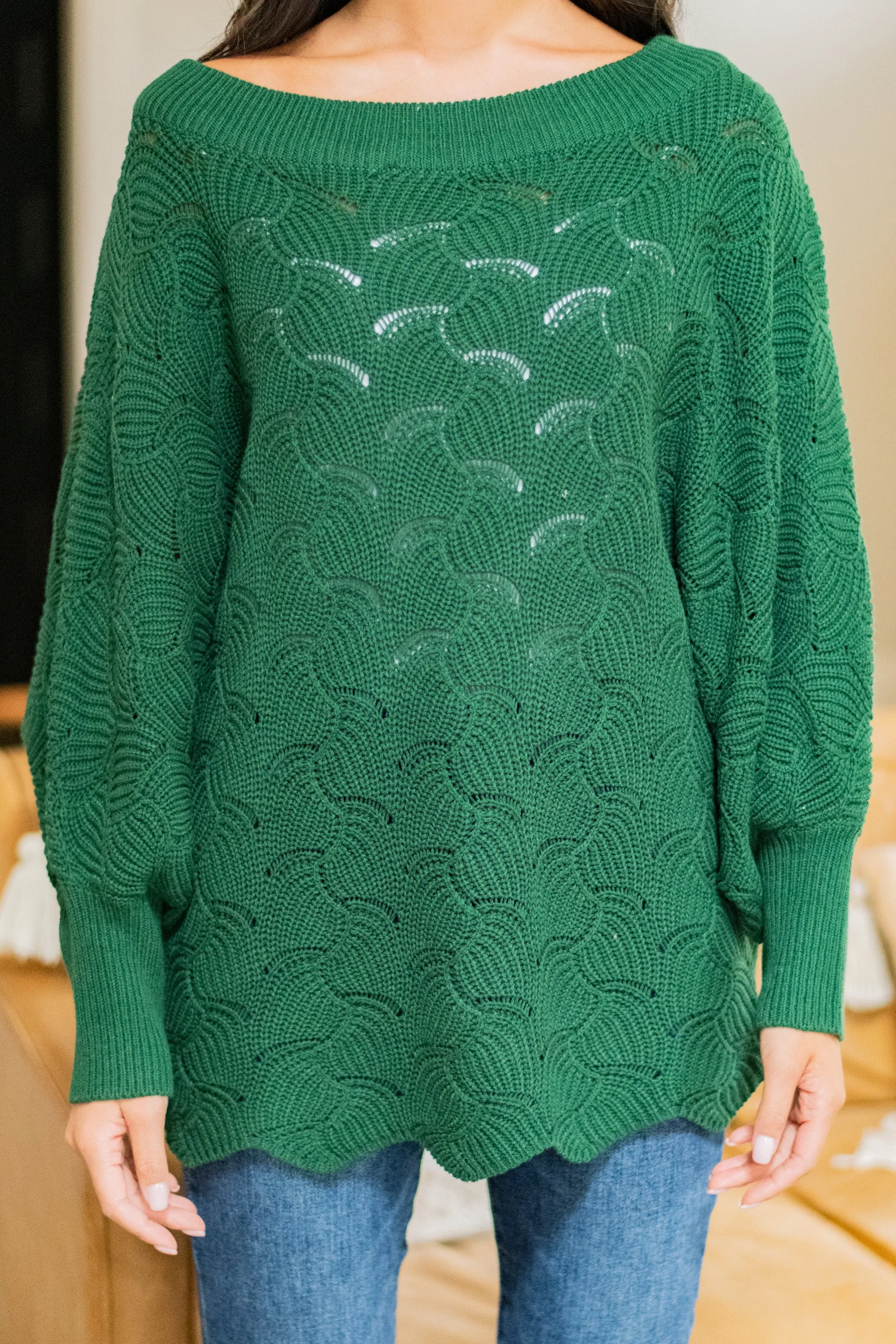Breaking Free Kelly Green Batwing Sweater