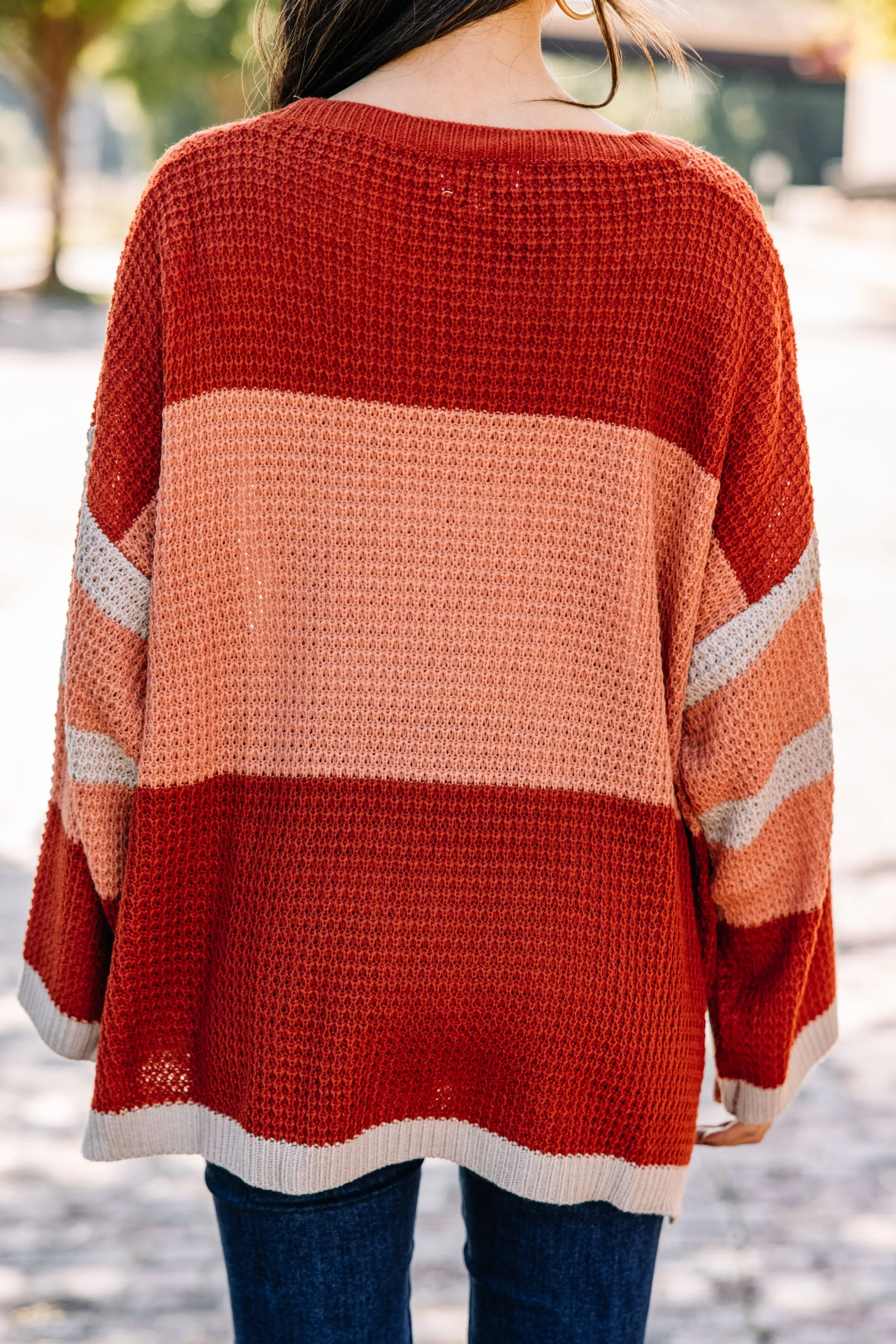 Carry On Brick Orange Colorblock Sweater