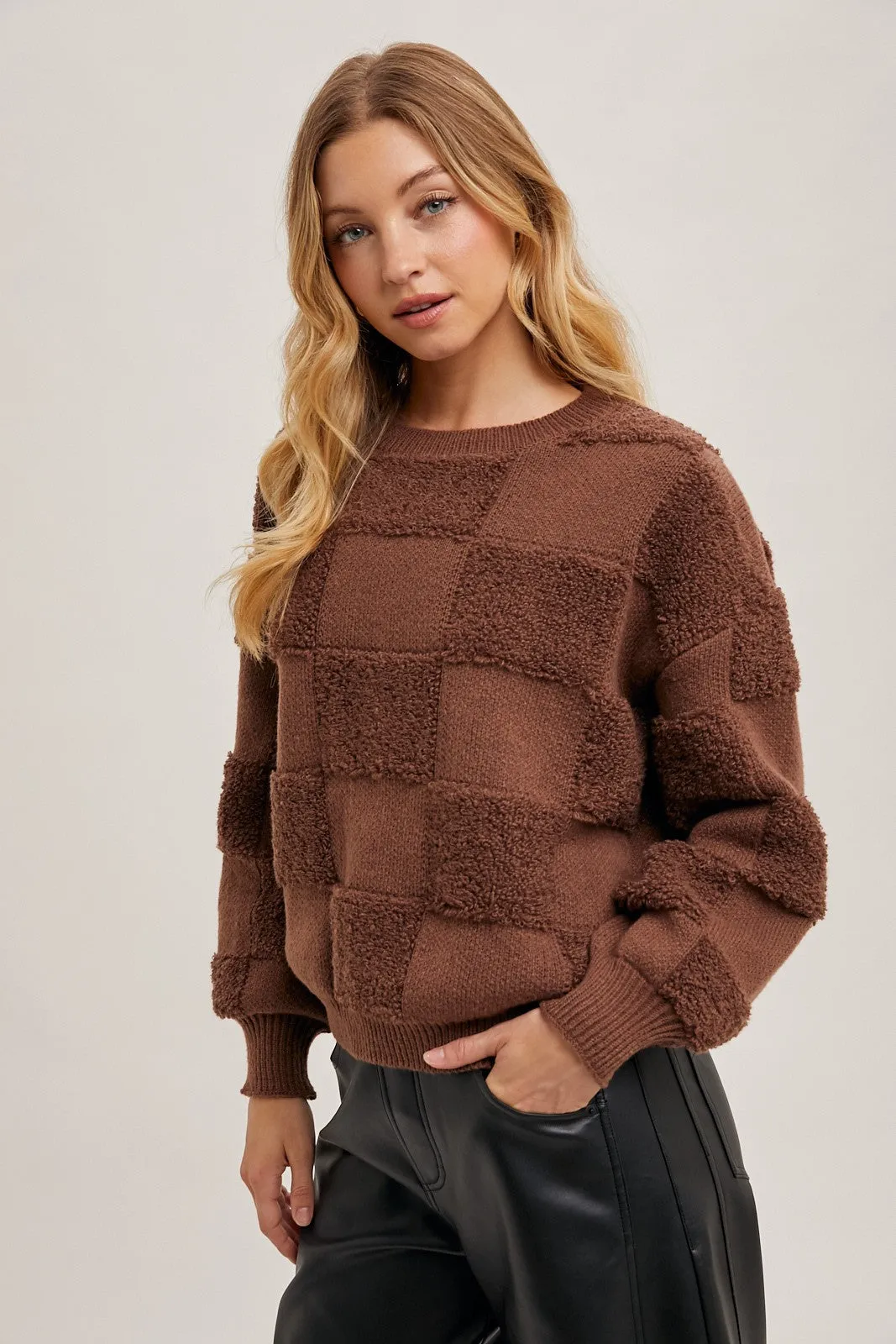 Checkered Sherpa Sweater