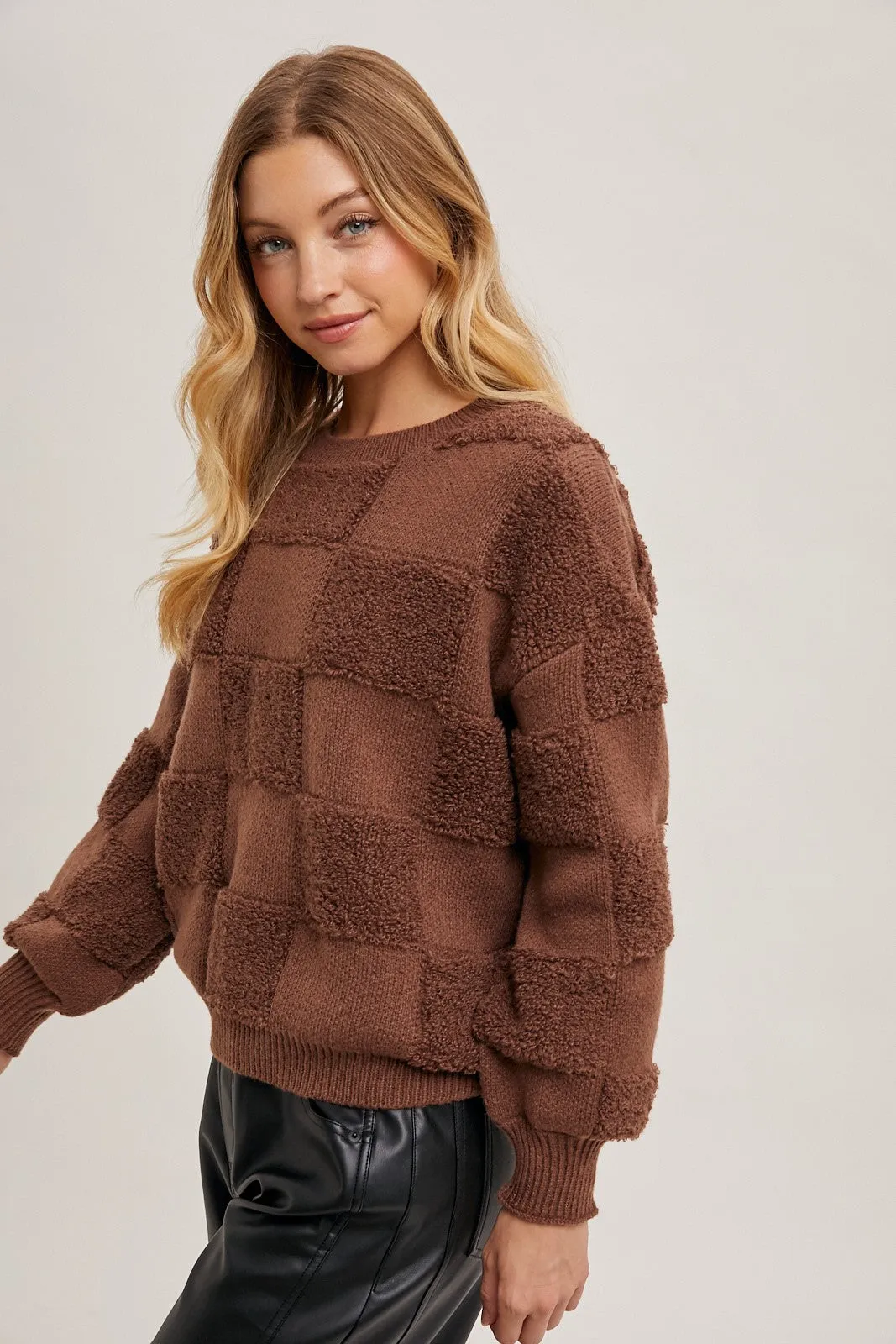Checkered Sherpa Sweater