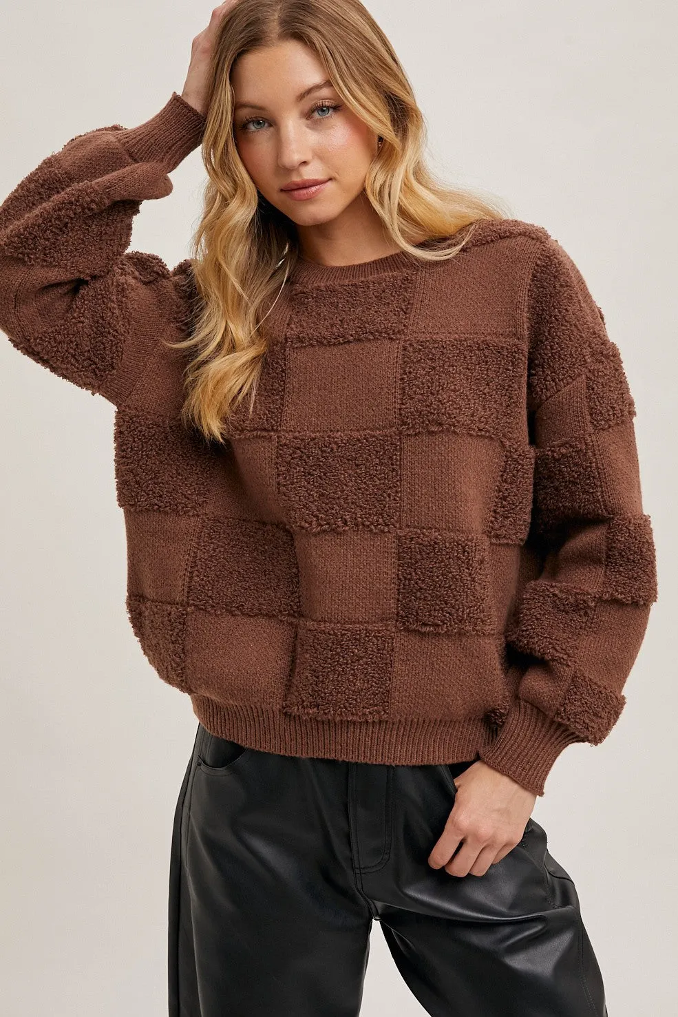 Checkered Sherpa Sweater