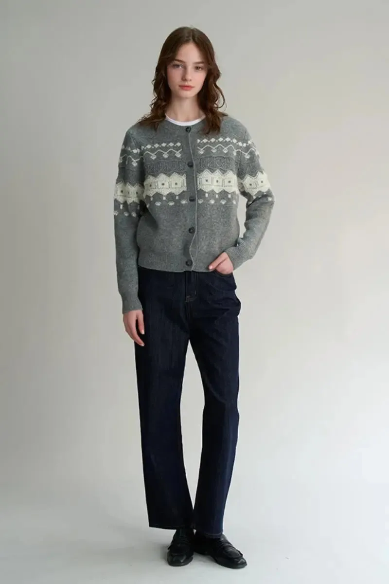 Classic 100 Wool Fair Isle Cardigan Sweater