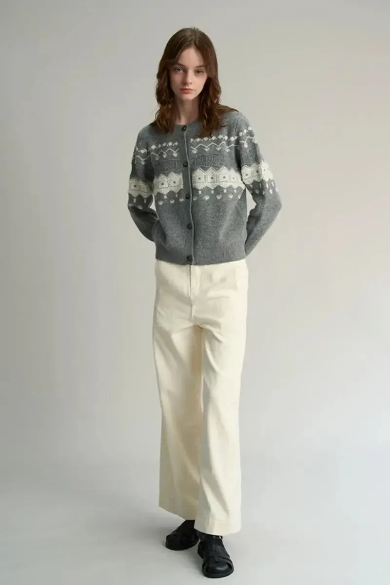 Classic 100 Wool Fair Isle Cardigan Sweater