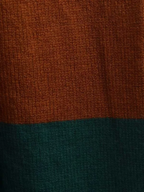 Color Block Knit Off Shoulder Sweater