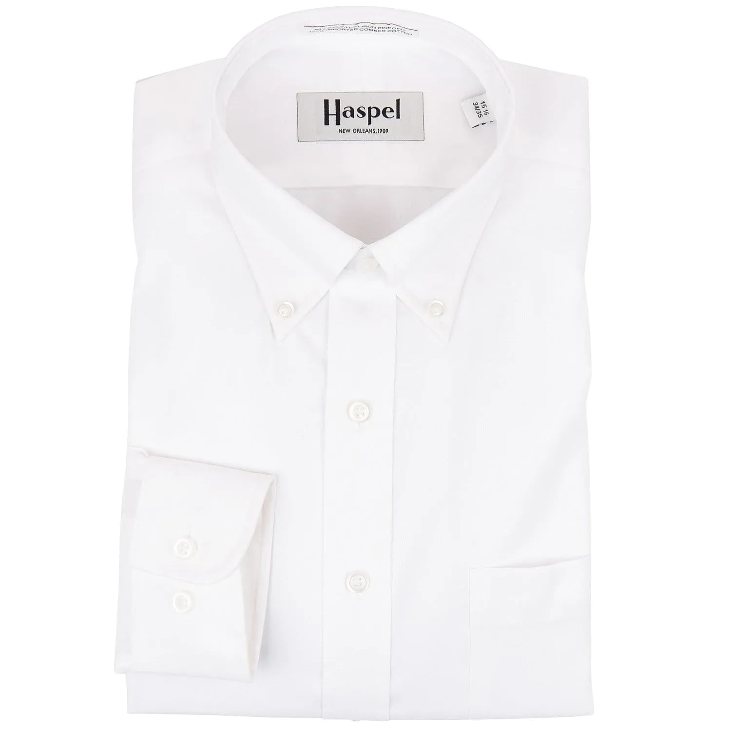 Decatur Solid White (Trim Fit) Pinpoint Oxford Dress Shirt - Button Down