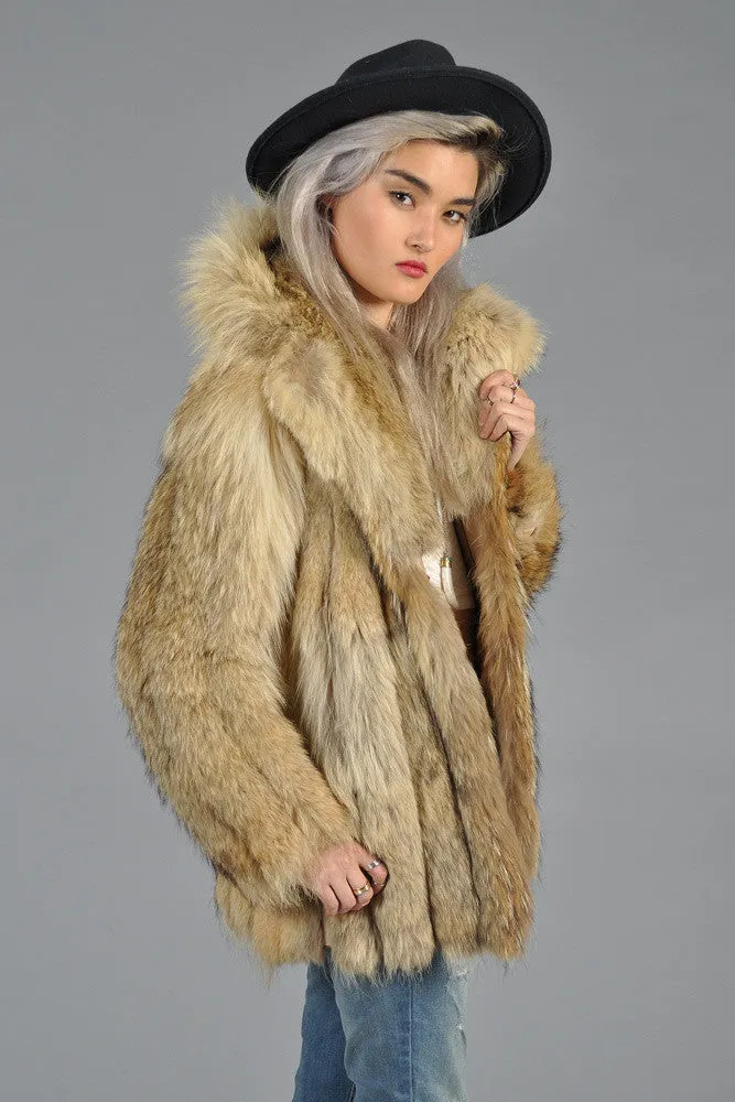 Donald Brooks 70s Shaggy Coyote Fur Coat