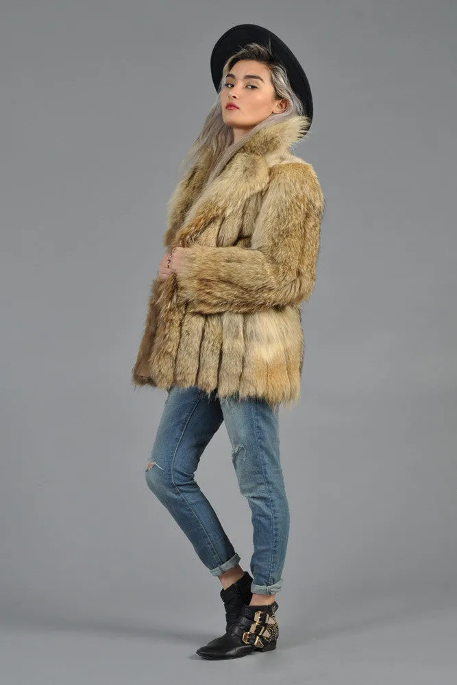 Donald Brooks 70s Shaggy Coyote Fur Coat