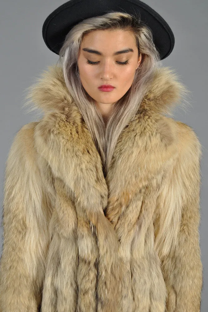 Donald Brooks 70s Shaggy Coyote Fur Coat