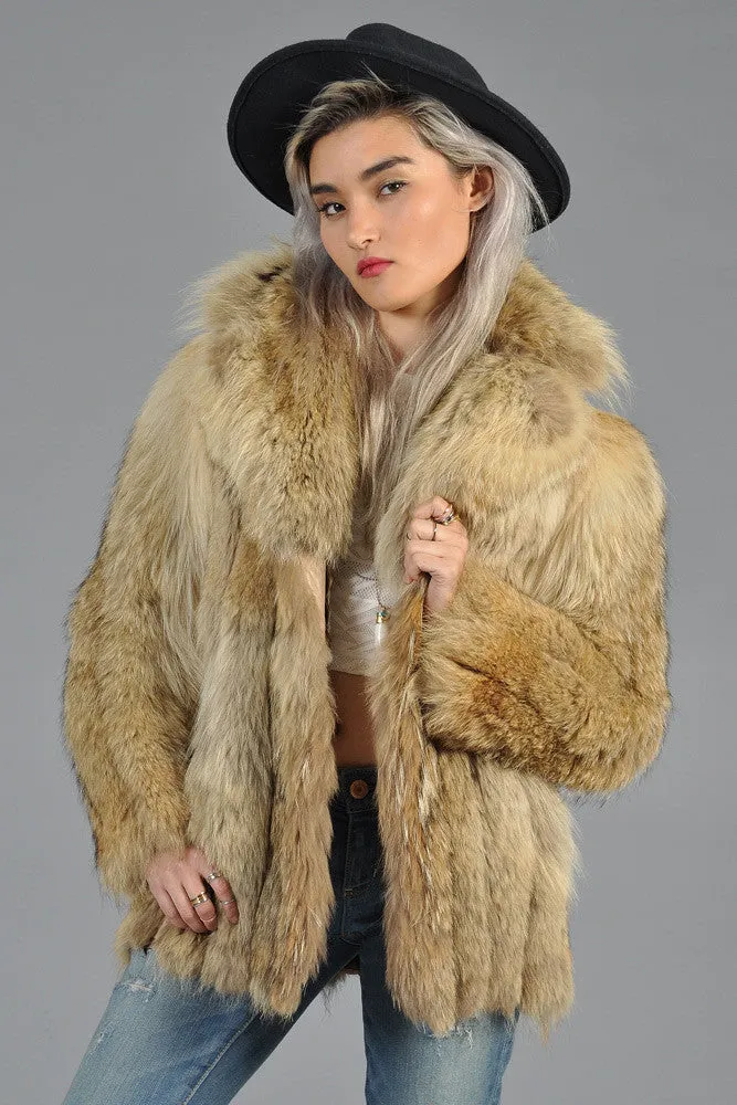 Donald Brooks 70s Shaggy Coyote Fur Coat