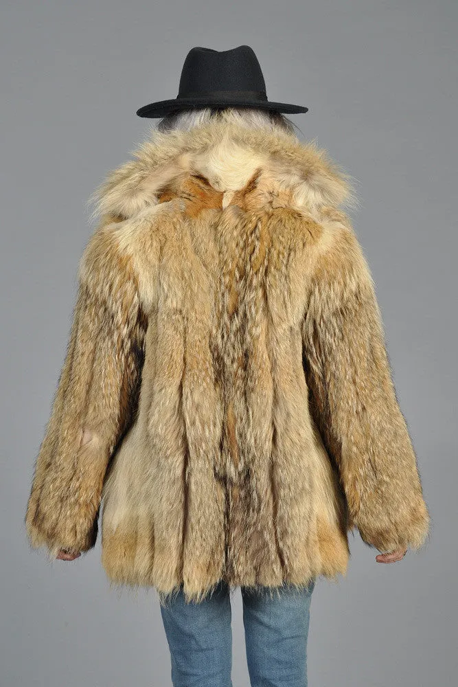 Donald Brooks 70s Shaggy Coyote Fur Coat