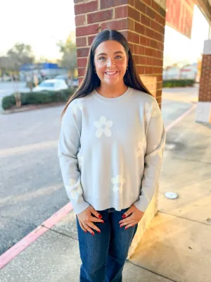 Don't Think Twice Light Blue Floral Sweater