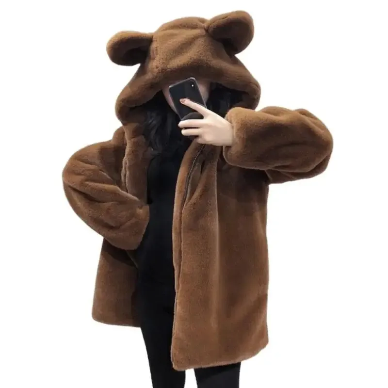 Fur Cute Bear Ears Velvet Jacket