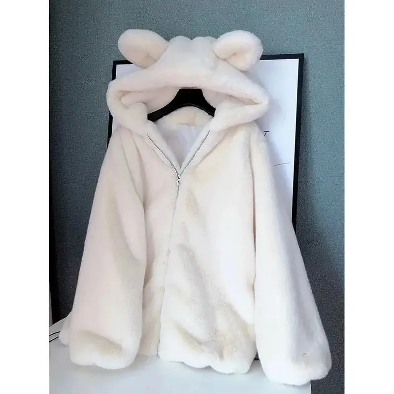 Fur Cute Bear Ears Velvet Jacket