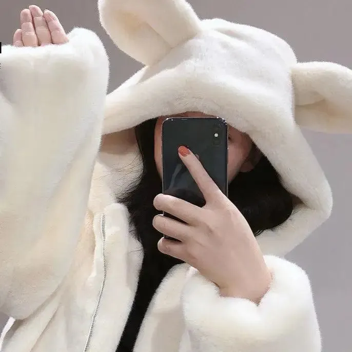 Fur Cute Bear Ears Velvet Jacket