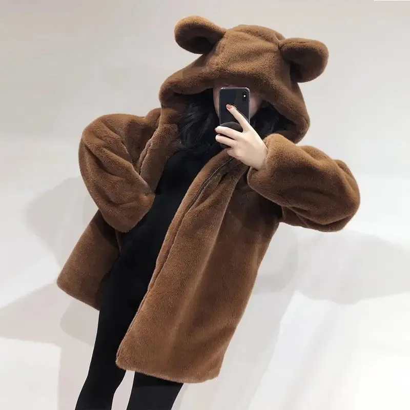 Fur Cute Bear Ears Velvet Jacket