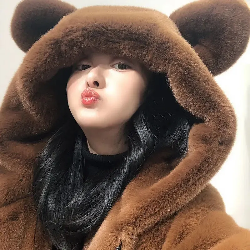 Fur Cute Bear Ears Velvet Jacket