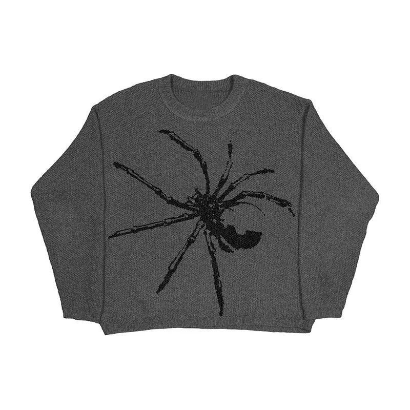 Gothic Y2k Cotton Grey Sweater