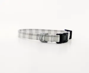 Grey Gingham Dog Collar/ Cat Collar