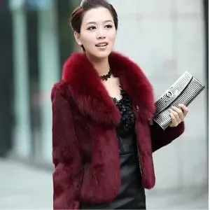 High Quality Winter Warm Fluffy Faux Fur Coats Jackets Women Furry Short Faux Fox Fur Collar Jacket Overcoat Lu1238
