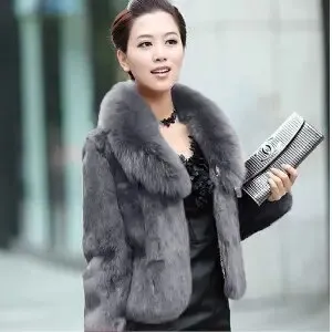 High Quality Winter Warm Fluffy Faux Fur Coats Jackets Women Furry Short Faux Fox Fur Collar Jacket Overcoat Lu1238