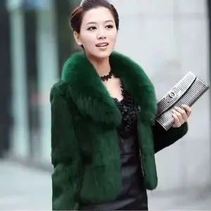 High Quality Winter Warm Fluffy Faux Fur Coats Jackets Women Furry Short Faux Fox Fur Collar Jacket Overcoat Lu1238
