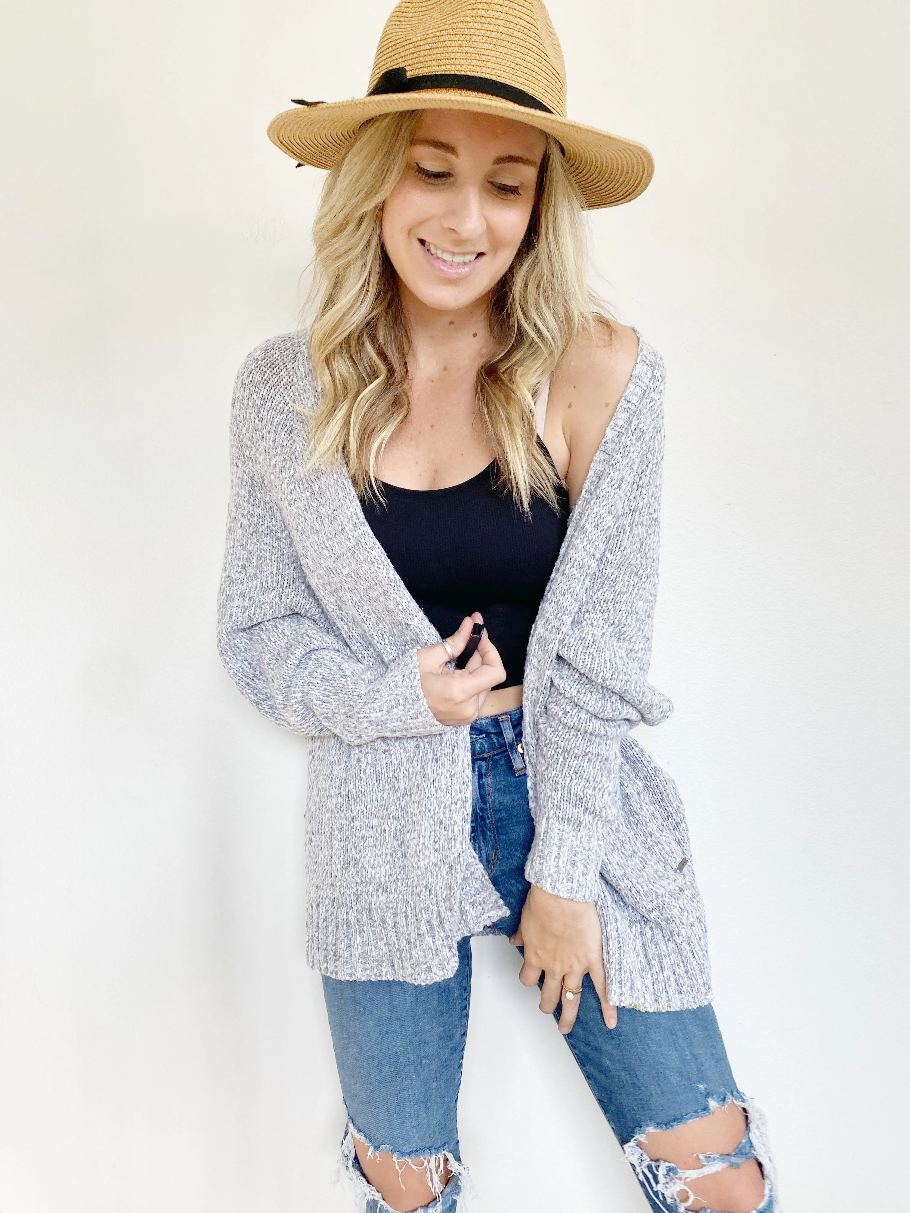 Hollister Knit Grey Cardigan Sweater XS
