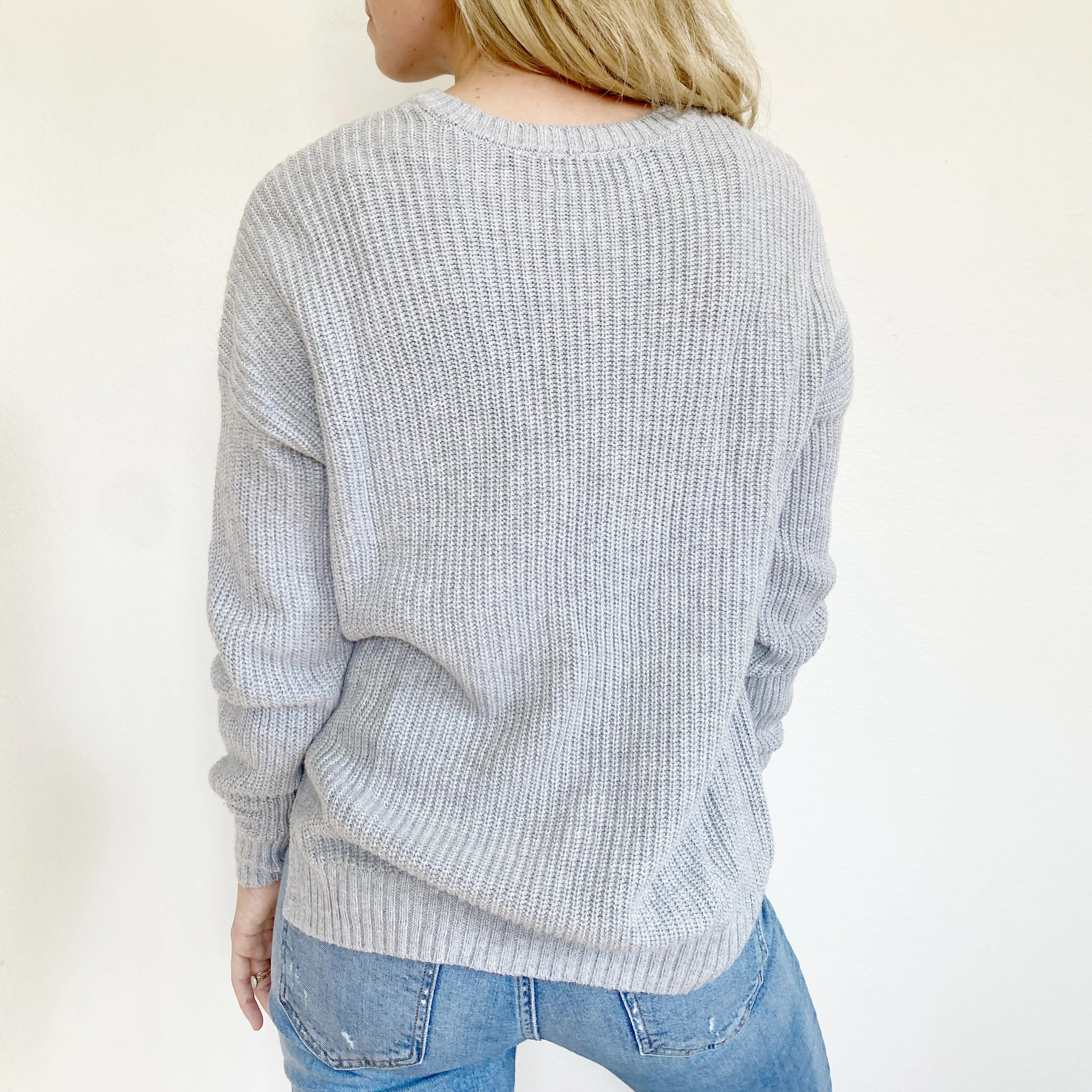 Hollister Knit Sweater in Grey XS