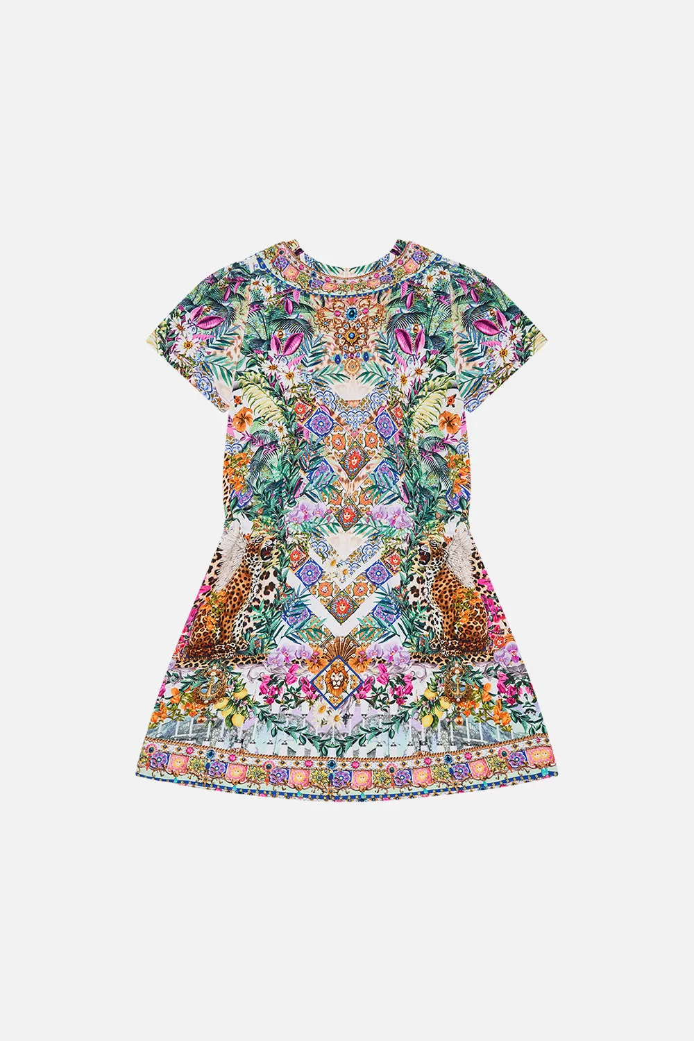 JERSEY TEE DRESS WITH ELASTICATED WAIST 12-14 FLOWERS OF NEPTUNE