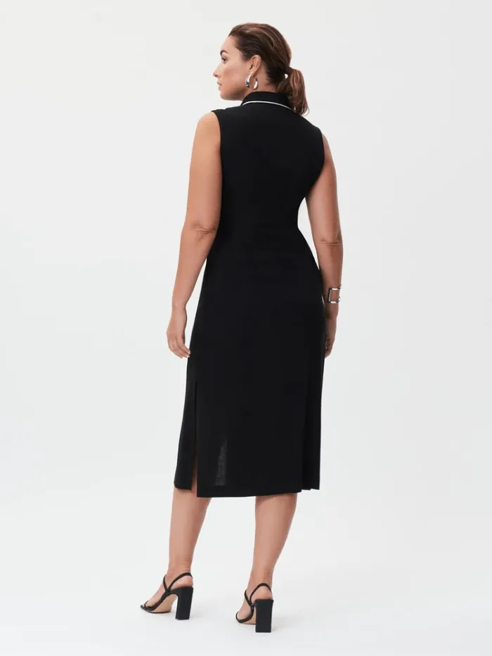 Joseph Ribkoff Sleeveless Belted Black Shirt Dress 232239 110
