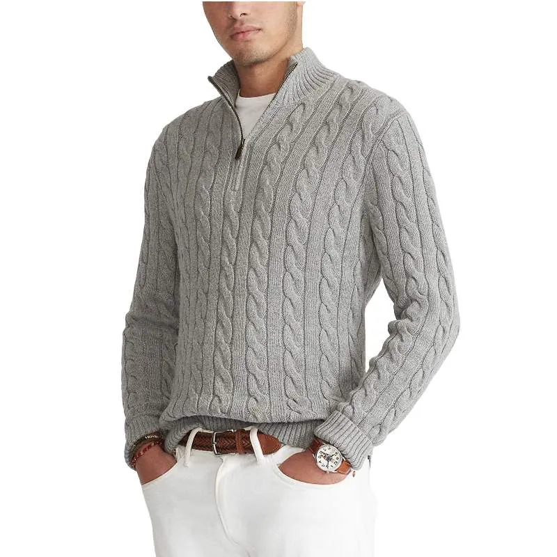 Knitted Zip-Turtleneck Sweater Solid Colors