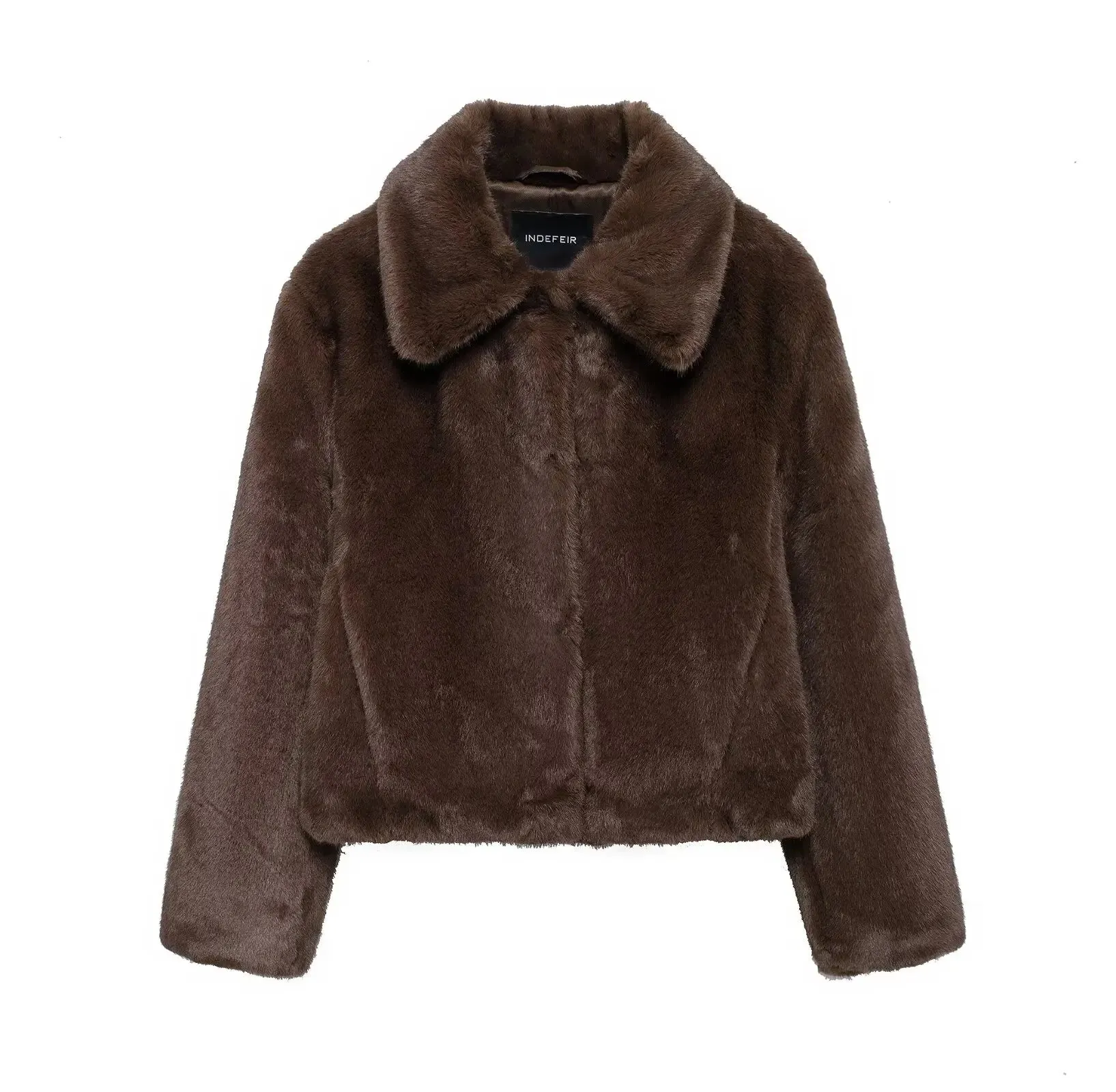 Lapel Side Pockets Faux Fur Jackets