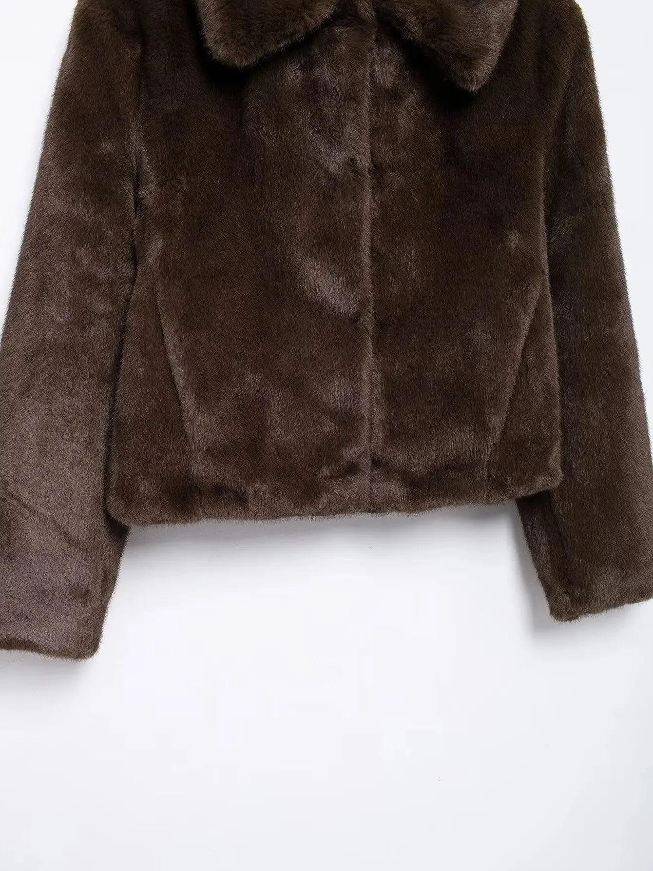Lapel Side Pockets Faux Fur Jackets