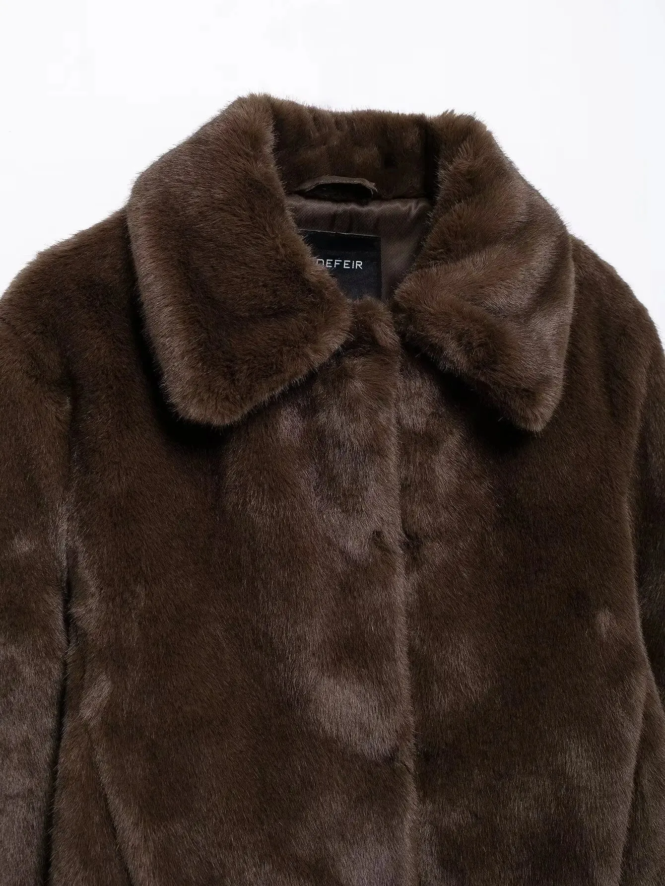 Lapel Side Pockets Faux Fur Jackets