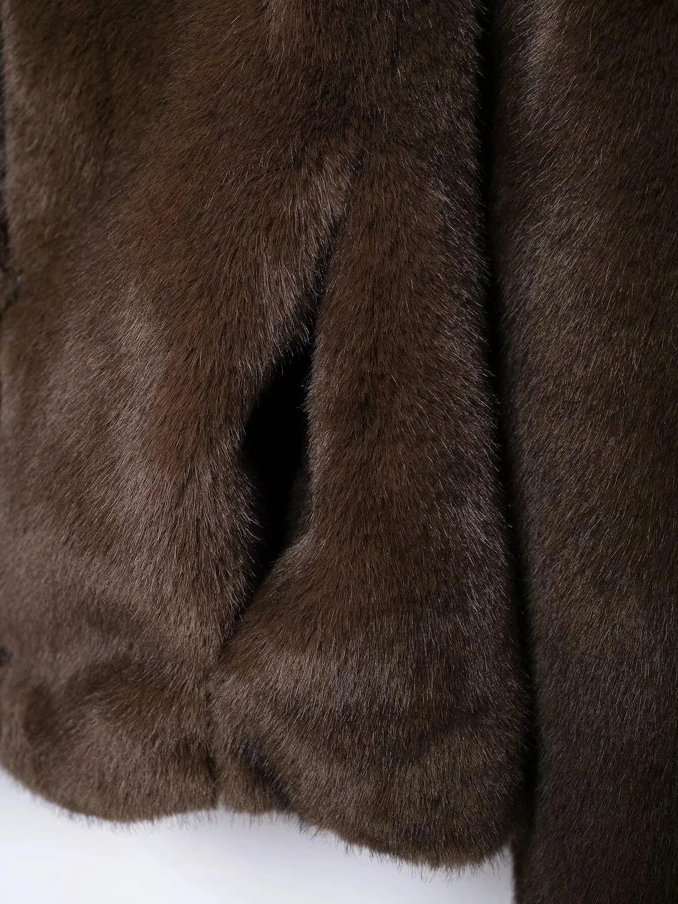 Lapel Side Pockets Faux Fur Jackets