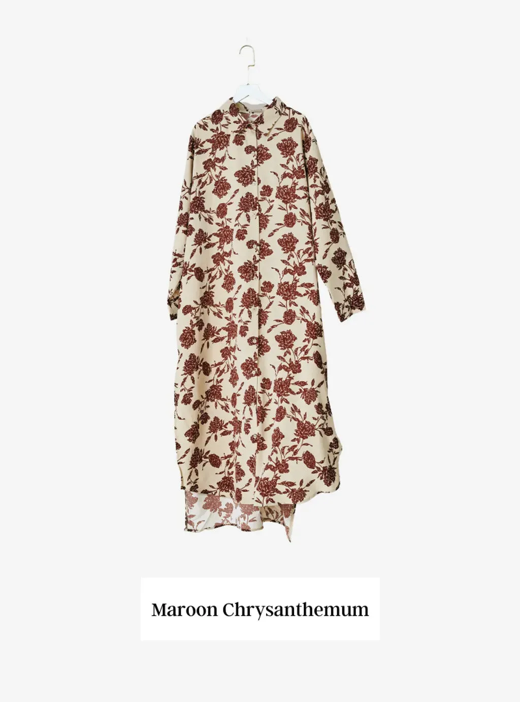 Longline Printed Shirt Dress - The Flower Series 2