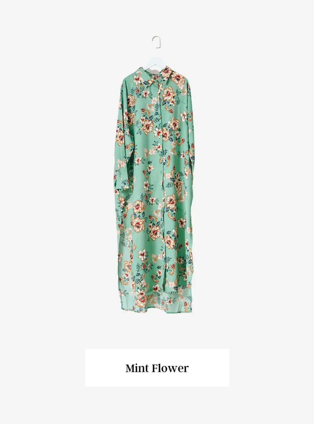 Longline Printed Shirt Dress - The Flower Series