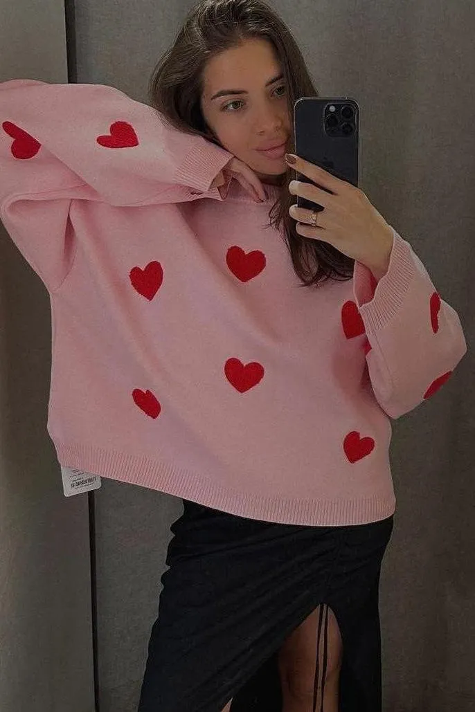 Loose hearts casual sweater