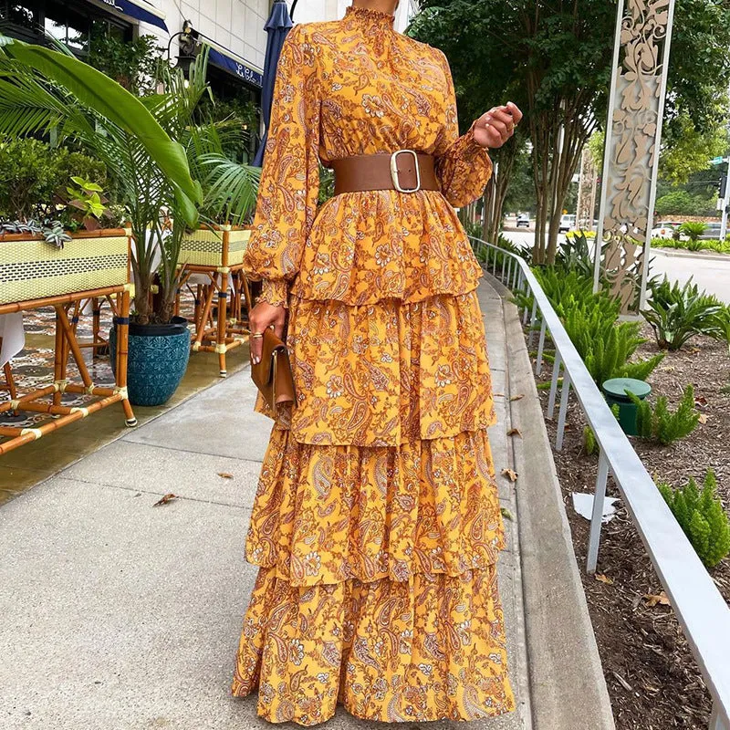 Luna Ruffled Maxi Floral Dress