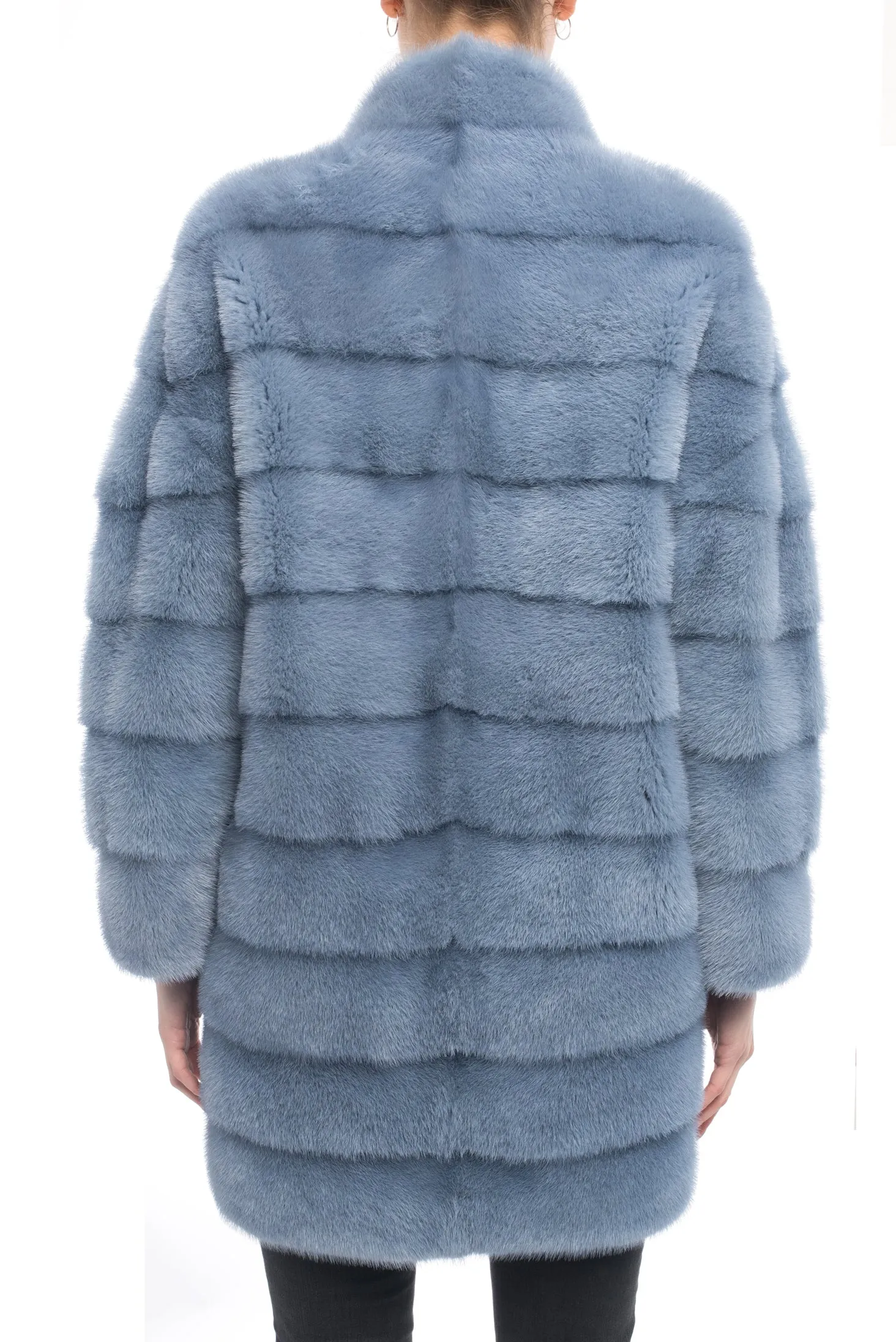 Lysa Lash Light Blue Mink Fur Coat - 6