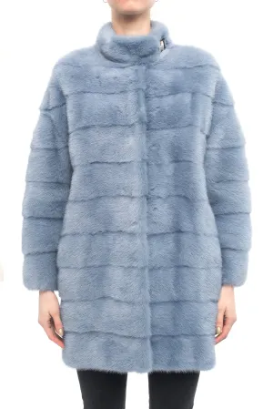 Lysa Lash Light Blue Mink Fur Coat - 6