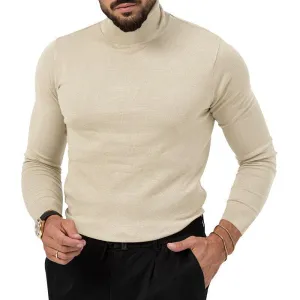 Men's Stretchy Turtleneck Sweater - Soft Cotton Knit