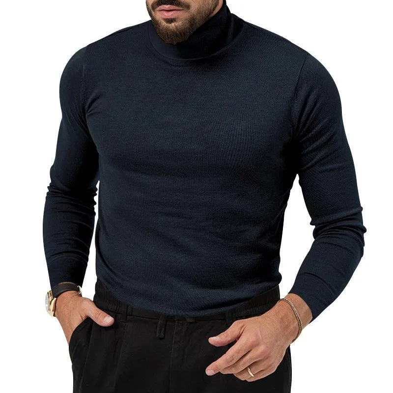 Men's Stretchy Turtleneck Sweater - Soft Cotton Knit